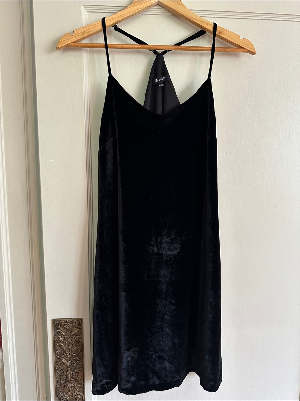 Madewell Black Velvet Slip Dress with Spaghetti Straps